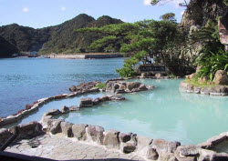 Bathe in the Yunishigawa Hot Springs; credit: Chris 73; http://en.wikipedia.org/wiki/File:Onsen_in_Nachikatsuura,_Japan.jpg